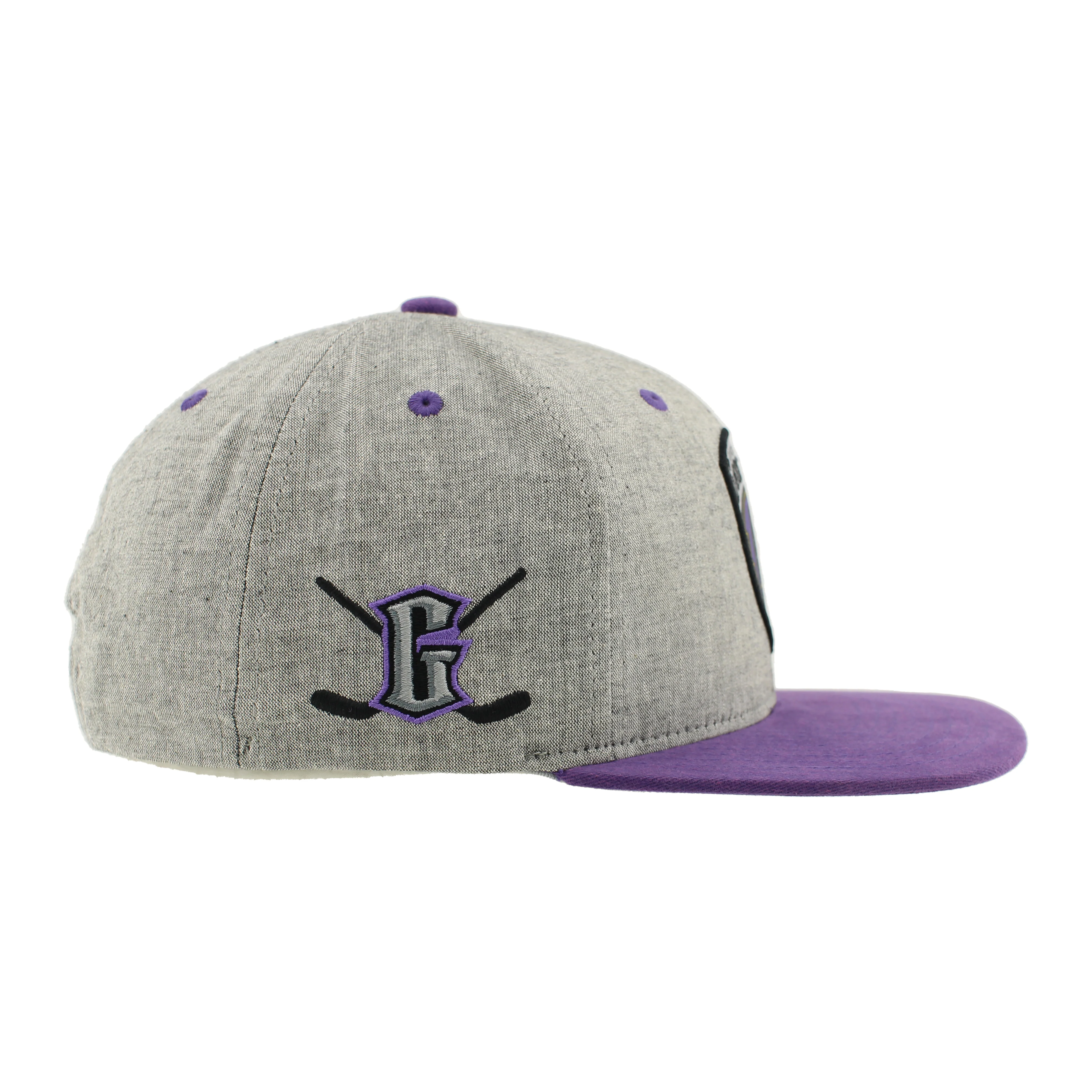 Greensboro Gargoyles Highcut Med Grey Suit/Black Official 3D Flat Bill Hat - Image 3